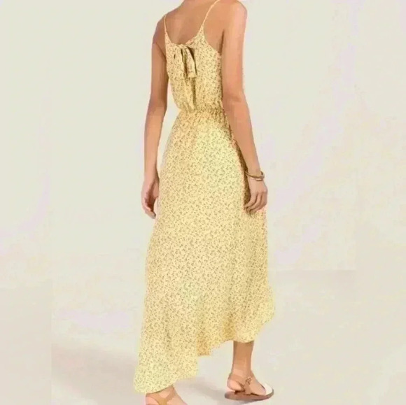 Mi Ami Yellow Floral Asymmetrical Maxi Dress Size Medium - Picture 2 of 6